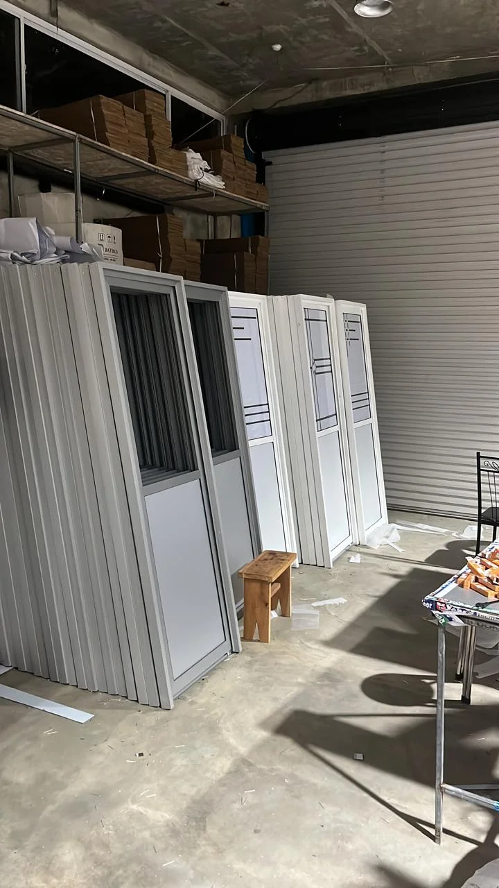 Packaged doors in our warehouse